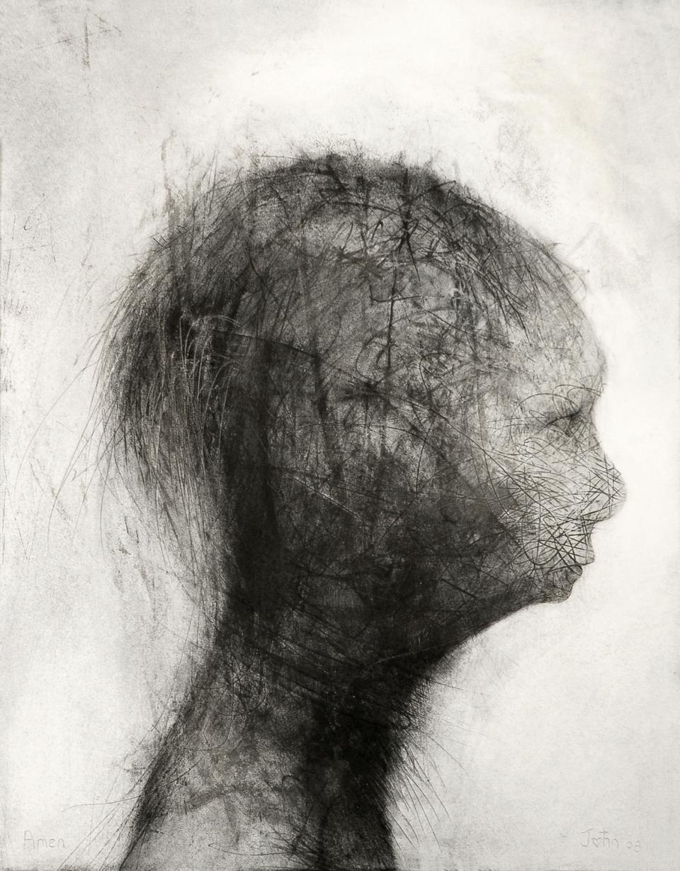Child profile  2008 charcoal on paper  61 x 48 cm  SOLD
