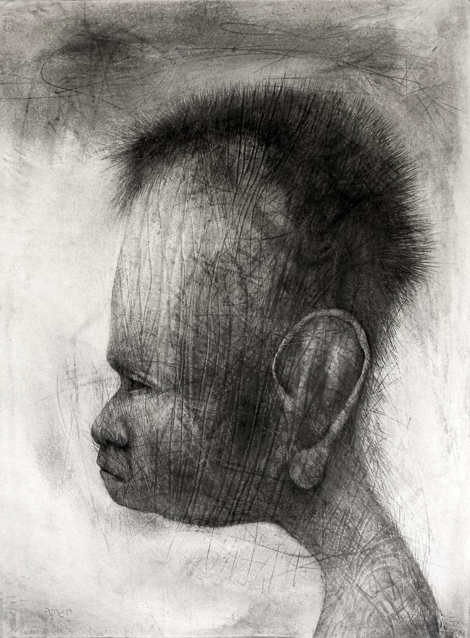 The Listener  2008  charcoal on paper  77 x 57 cm SOLD